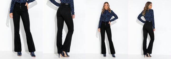 Cal�a Jeans Preto Flare