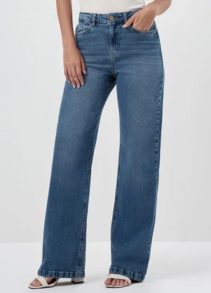 Principessa - Calça Jeans Wide Leg Azul Médio Selene - PRINCIPESSA