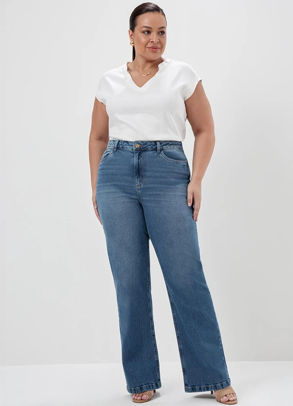 Principessa - Calça Jeans Wide Leg Azul Médio Selene 7