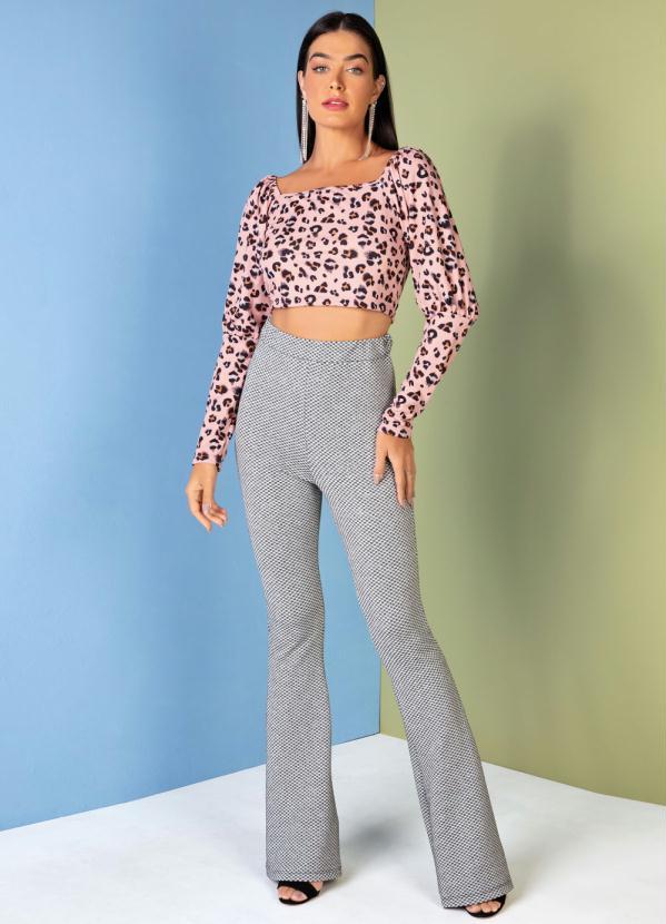 Outlet - Calça Mescla Flare em Malha Jacquard 3