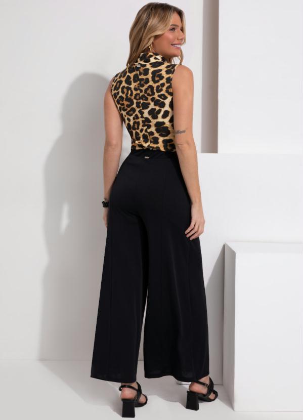 Quintess - Calça Pantacourt Preta Ampla 4