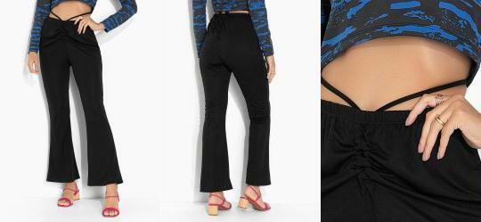 Cala Preta Flare com Amarrao na Cintura