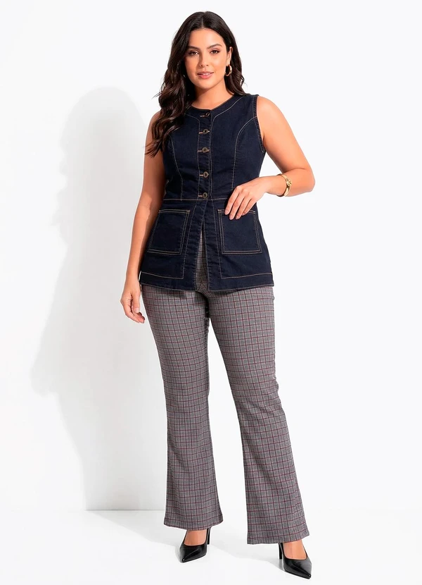 Quintess - Calça Príncipe de Gales em Bengaline 20