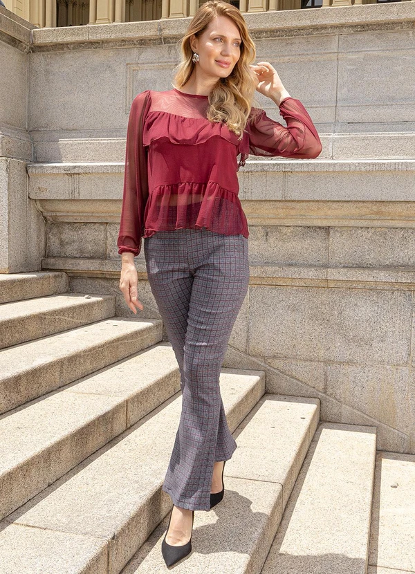 Quintess - Calça Príncipe de Gales em Bengaline 16