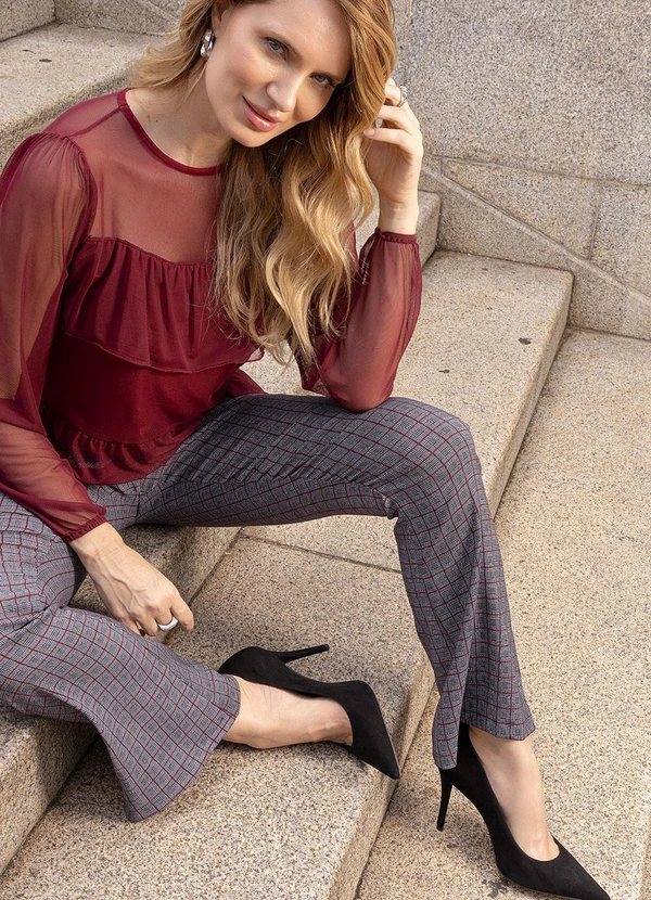 Quintess - Calça Príncipe de Gales em Bengaline 14