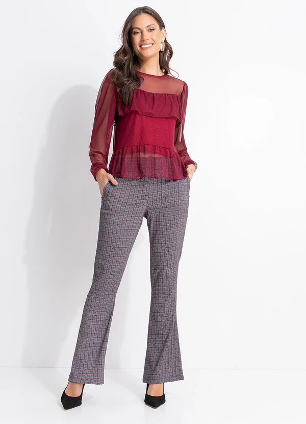 Quintess - Calça Príncipe de Gales em Bengaline 11