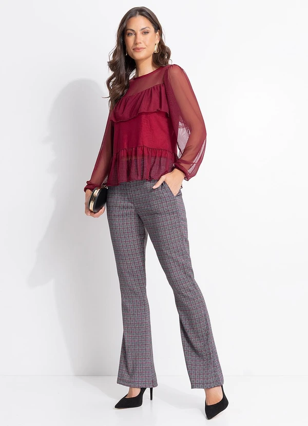 Quintess - Calça Príncipe de Gales em Bengaline 10