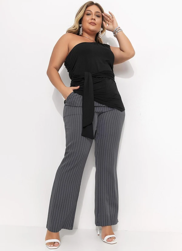 Quintess - Calça Risca de Giz Grafite em Alfaiataria 3