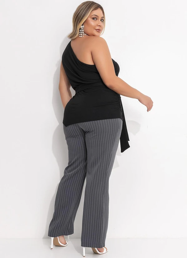 Quintess - Calça Risca de Giz Grafite em Alfaiataria 2