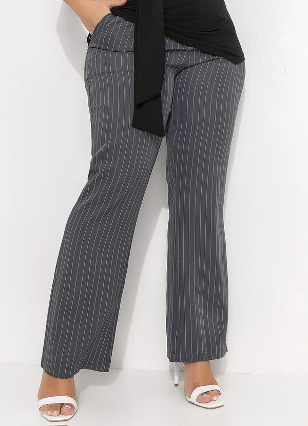 Quintess - Calça Risca de Giz Grafite em Alfaiataria 6