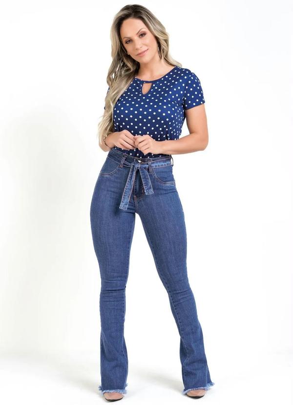 Sawary Jeans - Calça Sawary Flare com Faixa e Amarração 4