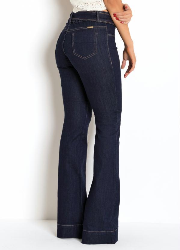 Sawary Jeans - Calça Sawary Flare Jeans Escuro com Cinto 2
