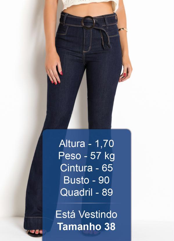 Sawary Jeans - Calça Sawary Flare Jeans Escuro com Cinto 3