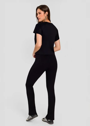 Sofie - Calça Slim Flare em Ribana Preto - SOFIE