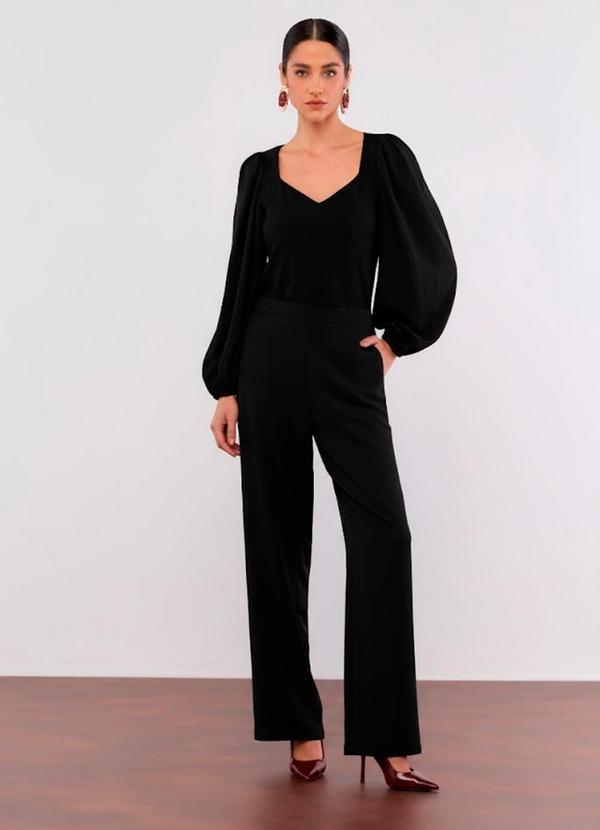 Carlota Costa - Calça Wide Acetinada Preto 1