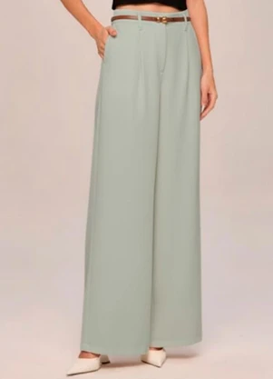 Carlota Costa - Calça Wide com Cinto Verde - CARLOTA COSTA