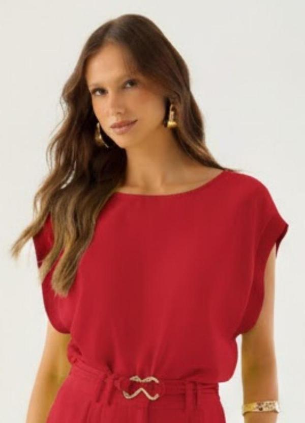 Carlota Costa - Calça Wide com Cinto Vermelho