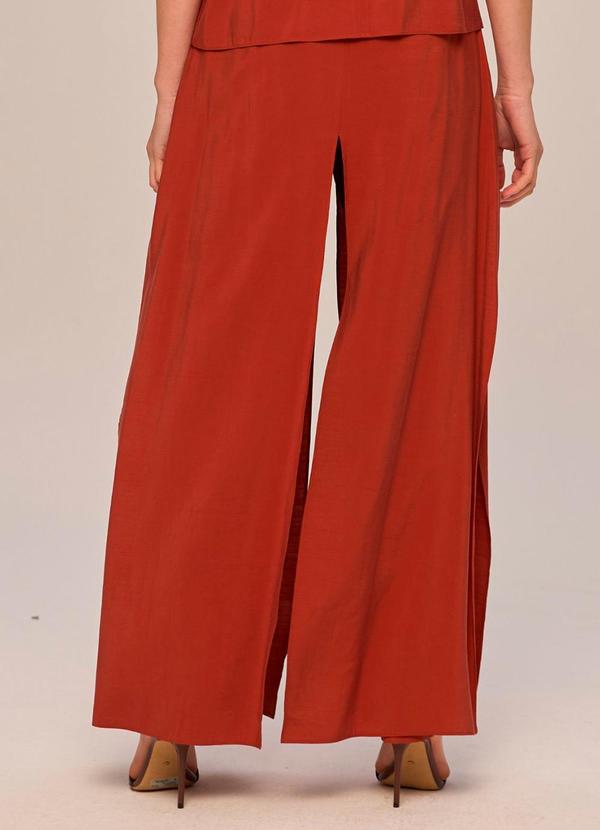 Carlota Costa - Calça Wide com Sobreposição Marrom 2