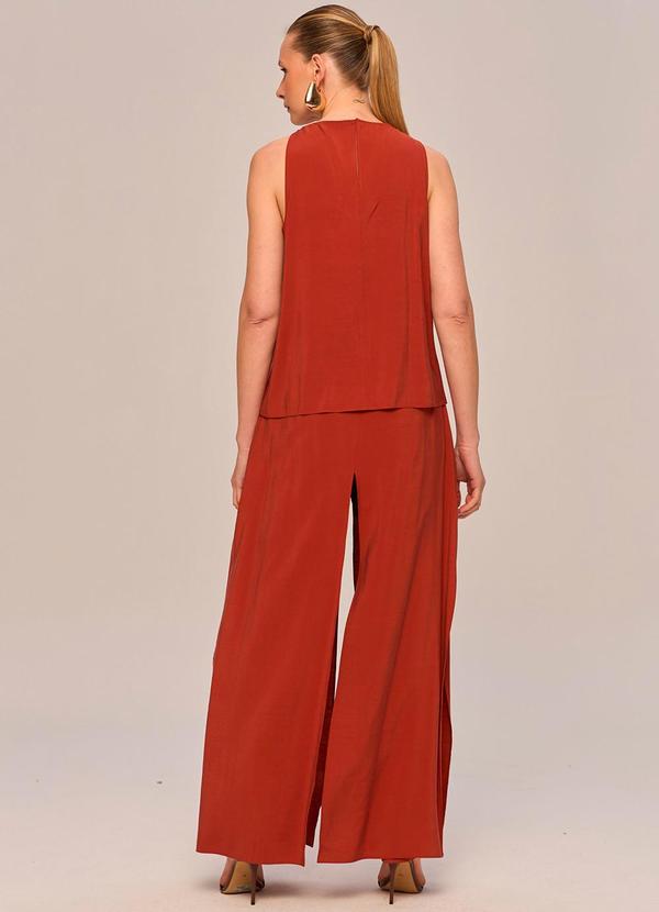 Carlota Costa - Calça Wide com Sobreposição Marrom 4