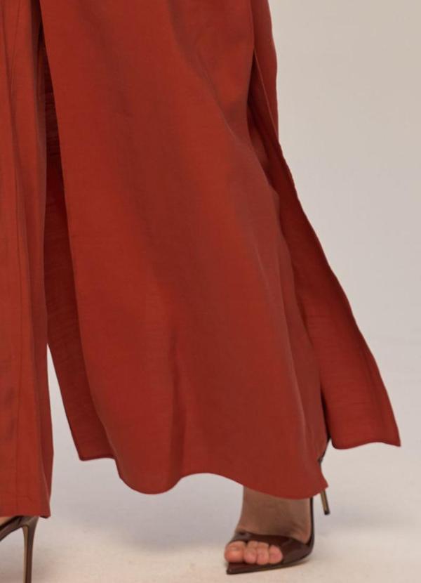 Carlota Costa - Calça Wide com Sobreposição Marrom 5