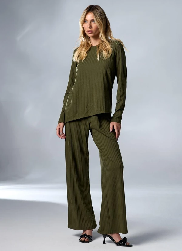 Carlota Costa - Calça Wide de Malha Verde 2