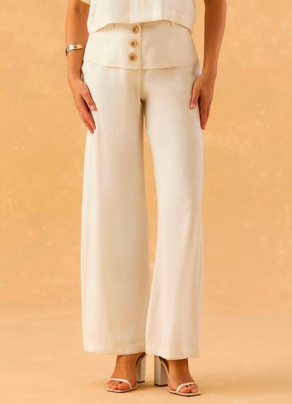 Carlota Costa - Calça Wide Detalhe Cós Branco 1