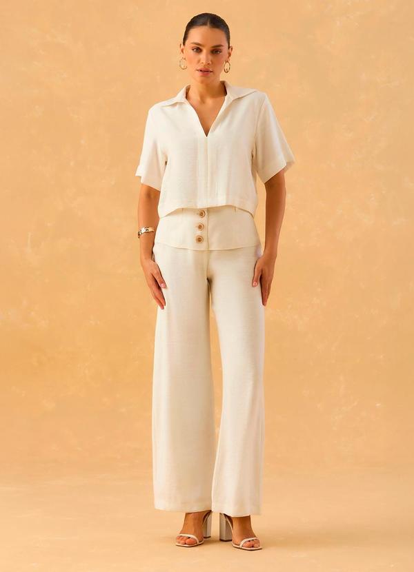 Carlota Costa - Calça Wide Detalhe Cós Branco 2