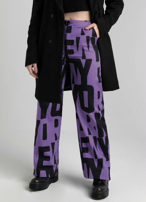 Enfim - Calça Wide Leg Acetinado New York Lilás