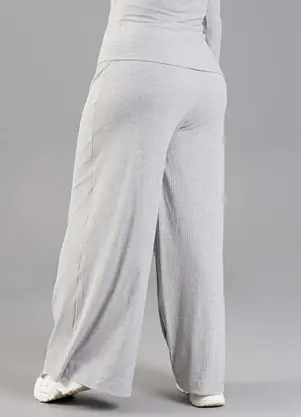Just Basic - Calça Wide Leg Adulta Cinza - JUST BASIC