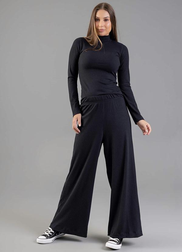 Just Basic - Calça Wide Leg Adulta Preto 3