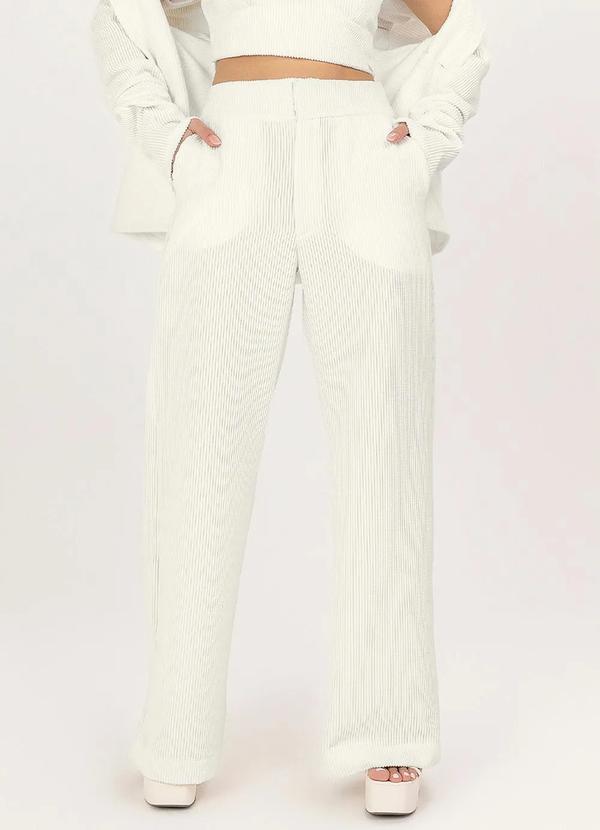 Angel - Calça Wide Leg Veludo Cotele Off White