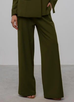 Carlota Costa - Calça Wide Lisa Verde - CARLOTA COSTA