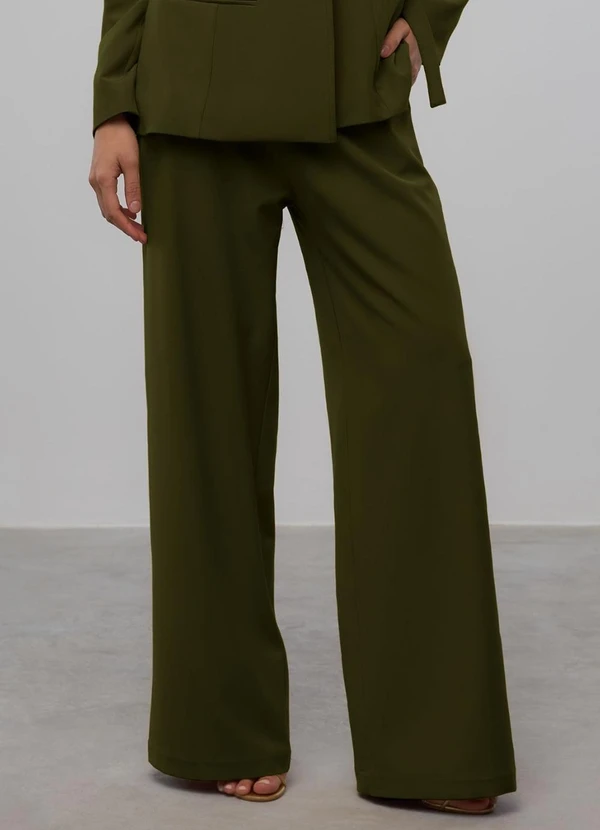 Carlota Costa - Calça Wide Lisa Verde