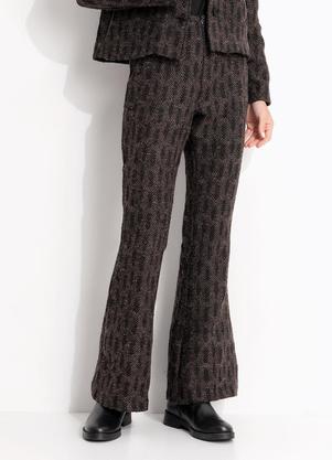 Cal�a Xadrez Marrom em Tecido Tweed