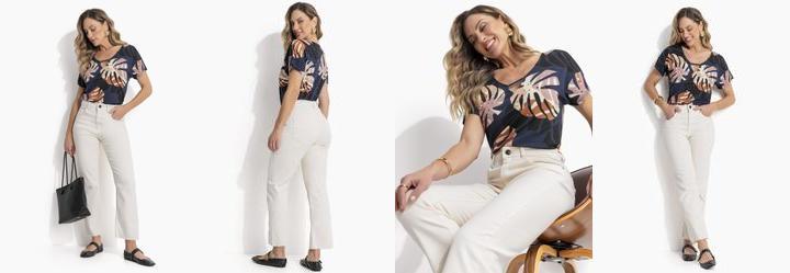 Bermuda Off White em Jeans