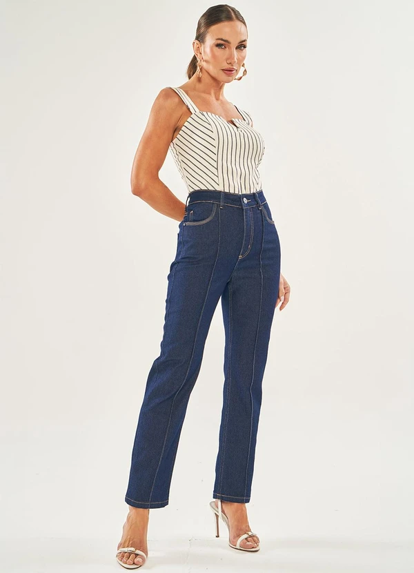Doce Trama - Calça Amarilis em Jeans com Elastano Azul 5