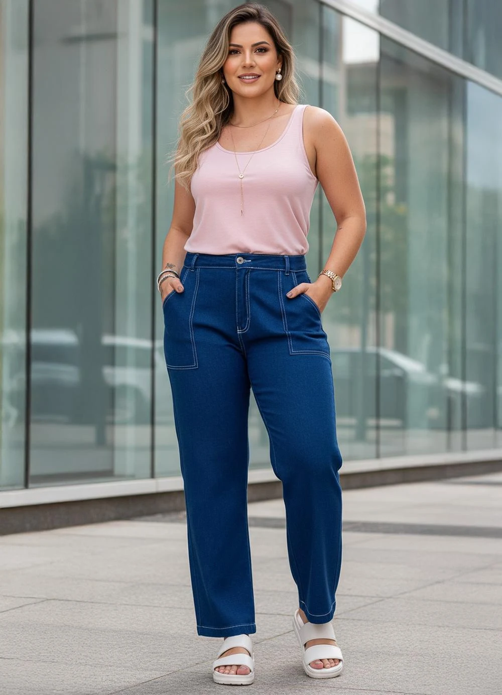 Calça (azul bic) em jeans