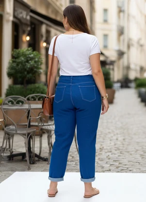 Quintess - Calça Azul Bic em Jeans - QUINTESS