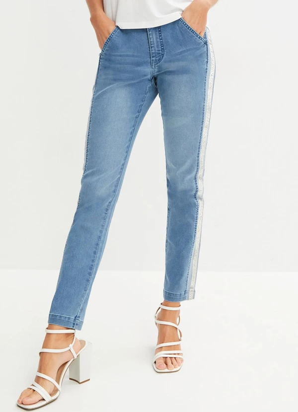 bonprix - Calça Azul Claro em Jeans