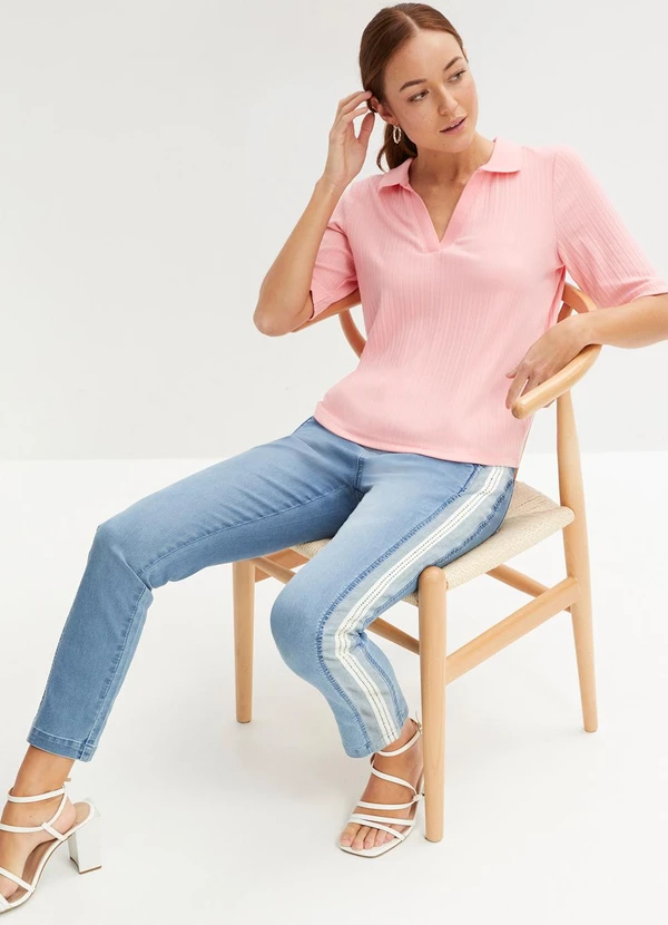 bonprix - Calça Azul Claro em Jeans 4