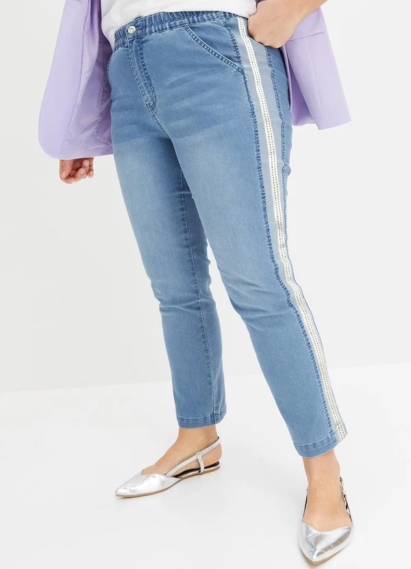 bonprix - Calça Azul Claro em Jeans 8