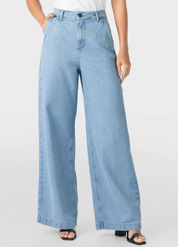 Malwee - Calça Azul Claro Feminina Wide Leg Jeans