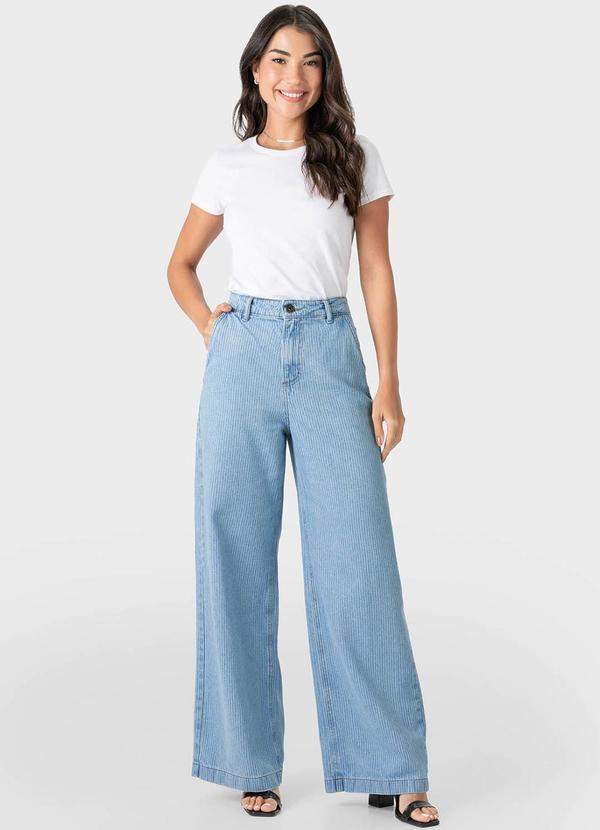 Malwee - Calça Azul Claro Feminina Wide Leg Jeans 3