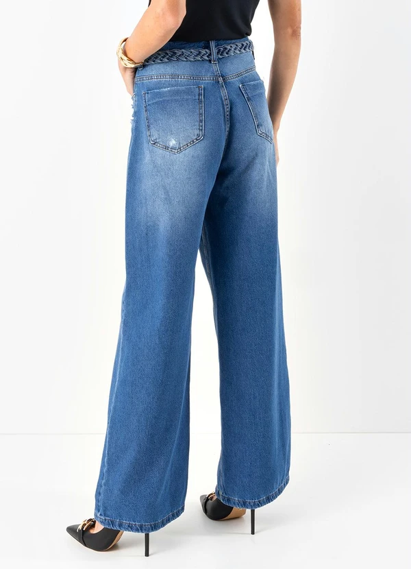 Quintess - Calça Azul com Tranças na Cintura 2