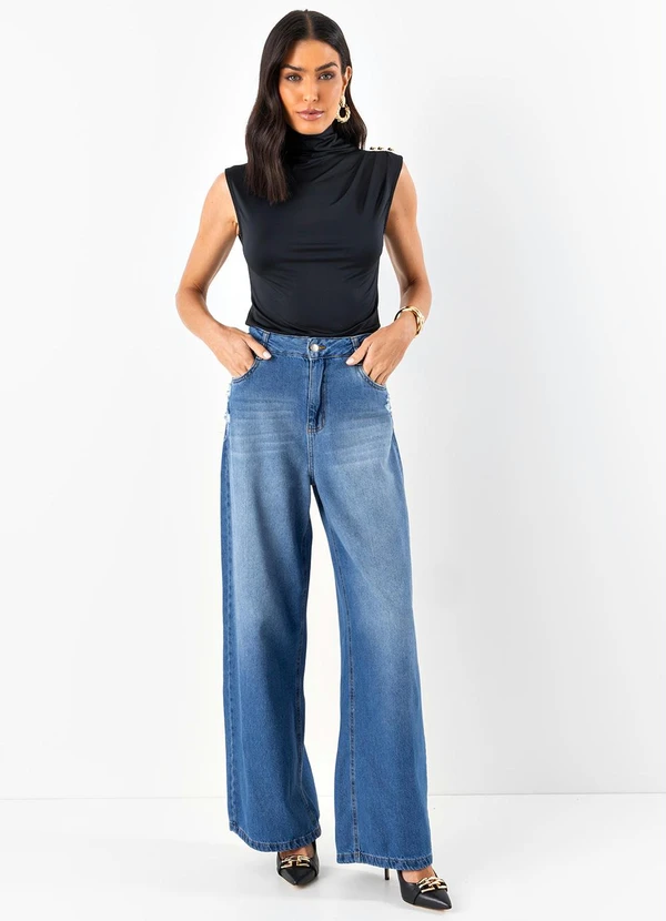 Quintess - Calça Azul com Tranças na Cintura 3