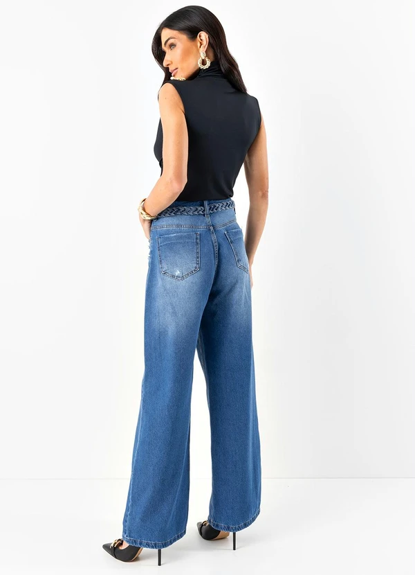 Quintess - Calça Azul com Tranças na Cintura 4