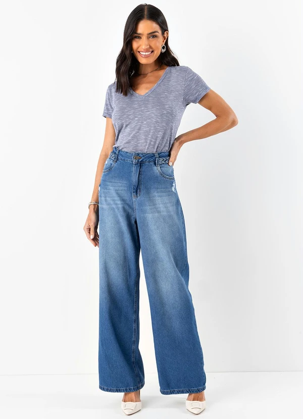 Quintess - Calça Azul com Tranças na Cintura 5