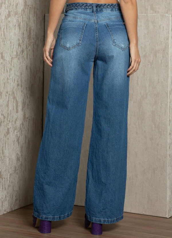 Quintess - Calça Azul com Tranças na Cintura 7