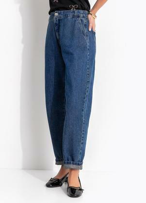 Cal�a Azul Escuro em Jeans de Algod�o