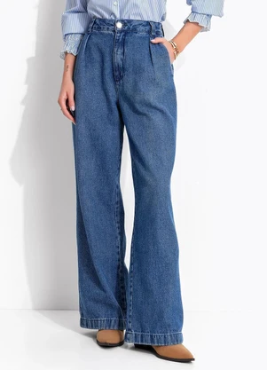 Quintess - Calça Azul Escuro em Jeans de Algodão - QUINTESS